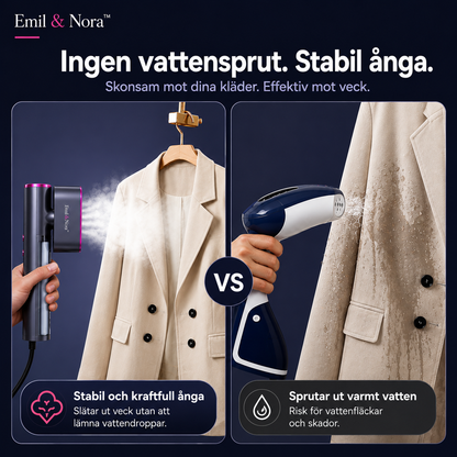 Emil & Nora™ – Travel Steamer Pro – Släta kläder på bara 15 sekunder – utan strykbräda