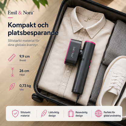 Emil & Nora™ – Travel Steamer Pro – Släta kläder på bara 15 sekunder – utan strykbräda